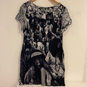 Zara black and white print mini dress